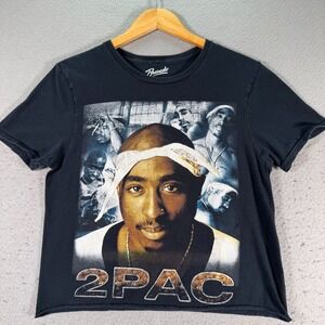 Tupac Shakur Rap Tee T-Shirt Adult Small Black American Music Retro Boxy Graphic